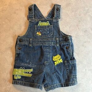 Koala Kids Blue Denim Overalls with Frog and Crocodile